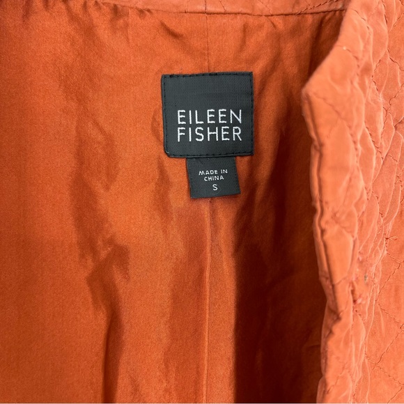 ✨Eileen Fisher Rust Orange 100% Silk Quilted Vest Small - Picture 10 of 16